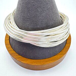 VTG Silpada Sterling Silver 21 Salute Interlocking Bangle Bracelet One Size